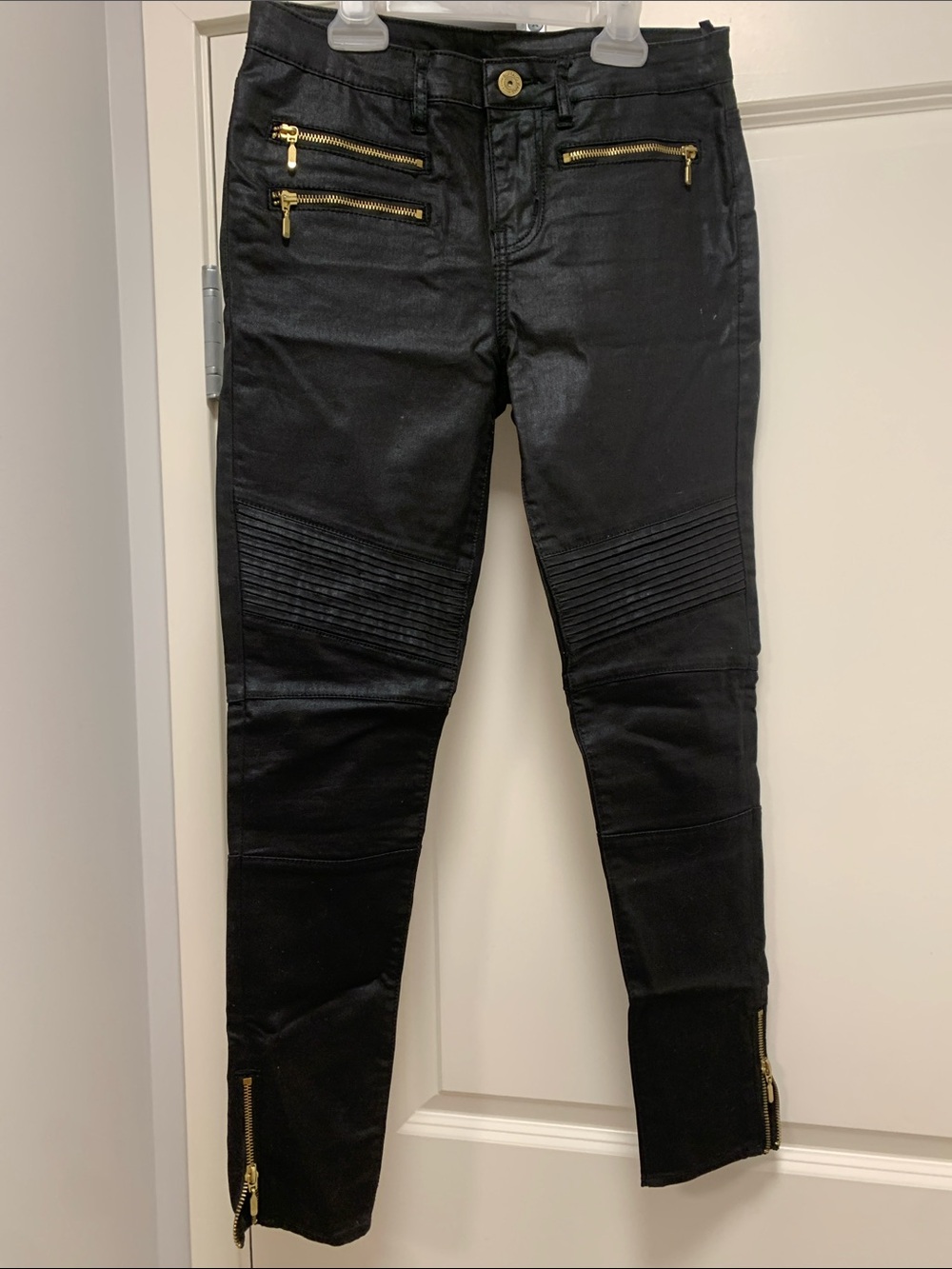 Buffalo Slim Moto-Style Black Pants with Gold Zippers